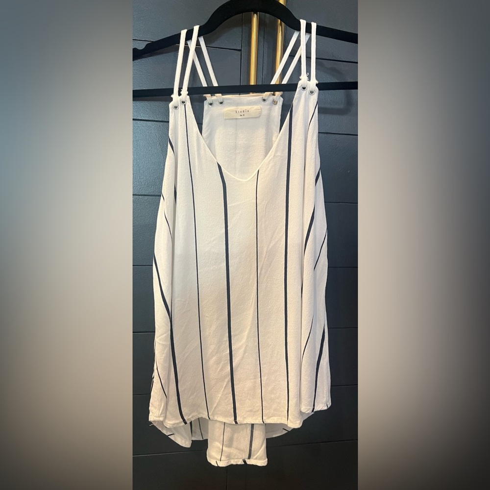 #104 ELODIE Striped Halter Tank Top Womens medium